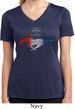 Ladies Ford Tee Mustang Red White and Blue Dry Wicking V-neck