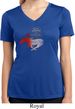 Ladies Ford Tee Mustang Red White and Blue Dry Wicking V-neck