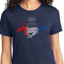 Ladies Ford Tee Mustang Red White and Blue T-shirt