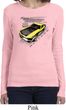 Ladies Ford Vintage Yellow Mustang Boss Long Sleeve Shirt