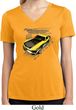 Ladies Ford Vintage Yellow Mustang Boss Moisture Wicking V-neck Shirt