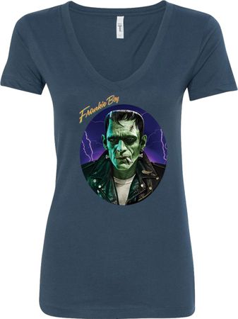 Ladies Frankenstein Tee Frankie Boy V-neck Shirt
