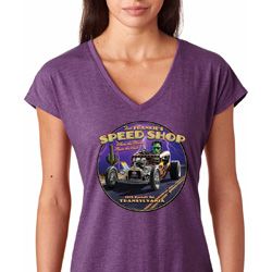 Ladies Frankenstein Tee Frankie's Speed Shop Tri Blend V-neck