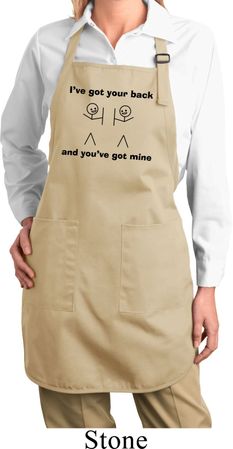 Ladies Funny Apron I've Got Your Back Full Length Apron with Pockets