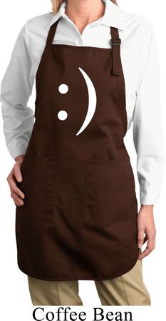 Ladies Funny Apron Smiley Chat Face Full Length Apron with Pockets