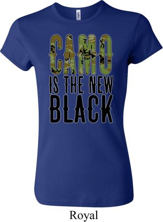 Ladies Funny Shirt Camo is the New Black Crewneck Tee T-Shirt