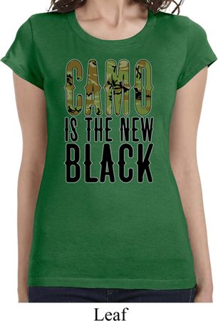 Ladies Funny Shirt Camo is the New Black Longer Length Tee T-Shirt
