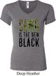 Ladies Funny Shirt Camo is the New Black V-neck Tee T-Shirt