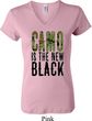 Ladies Funny Shirt Camo is the New Black V-neck Tee T-Shirt