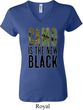 Ladies Funny Shirt Camo is the New Black V-neck Tee T-Shirt