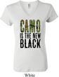 Ladies Funny Shirt Camo is the New Black V-neck Tee T-Shirt