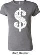 Ladies Funny Shirt Distressed Dollar Sign Crewneck Tee T-Shirt