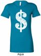 Ladies Funny Shirt Distressed Dollar Sign Longer Length Tee T-Shirt