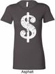 Ladies Funny Shirt Distressed Dollar Sign Longer Length Tee T-Shirt