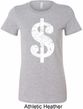 Ladies Funny Shirt Distressed Dollar Sign Longer Length Tee T-Shirt