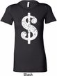 Ladies Funny Shirt Distressed Dollar Sign Longer Length Tee T-Shirt