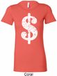 Ladies Funny Shirt Distressed Dollar Sign Longer Length Tee T-Shirt
