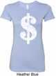 Ladies Funny Shirt Distressed Dollar Sign Longer Length Tee T-Shirt
