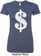 Ladies Funny Shirt Distressed Dollar Sign Longer Length Tee T-Shirt