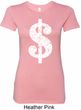 Ladies Funny Shirt Distressed Dollar Sign Longer Length Tee T-Shirt