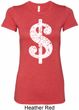 Ladies Funny Shirt Distressed Dollar Sign Longer Length Tee T-Shirt