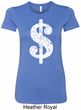 Ladies Funny Shirt Distressed Dollar Sign Longer Length Tee T-Shirt