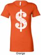Ladies Funny Shirt Distressed Dollar Sign Longer Length Tee T-Shirt