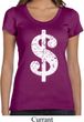Ladies Funny Shirt Distressed Dollar Sign Scoop Neck Tee T-Shirt