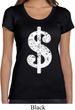 Ladies Funny Shirt Distressed Dollar Sign Scoop Neck Tee T-Shirt