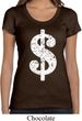 Ladies Funny Shirt Distressed Dollar Sign Scoop Neck Tee T-Shirt