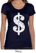 Ladies Funny Shirt Distressed Dollar Sign Scoop Neck Tee T-Shirt