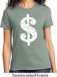 Ladies Funny Shirt Distressed Dollar Sign Tee T-Shirt