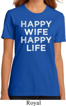 Ladies Funny Shirt Happy Wife Happy Life Organic Tee T-Shirt