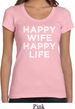 Ladies Funny Shirt Happy Wife Happy Life Scoop Neck Tee T-Shirt