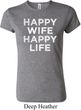 Ladies Funny Shirt Happy Wife Happy Life Crewneck Tee T-Shirt