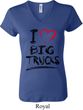 Ladies Funny Shirt I Love Big Trucks V-neck Tee T-Shirt