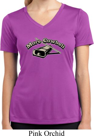 Ladies Funny Shirt More Cowbell Moisture Wicking V-neck Tee T-Shirt