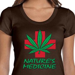 Ladies Funny Shirt Natures Medicine Scoop Neck Tee T-Shirt
