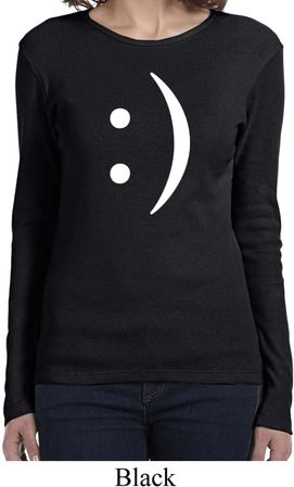 Ladies Funny Shirt Smiley Chat Face Long Sleeve Tee T-Shirt