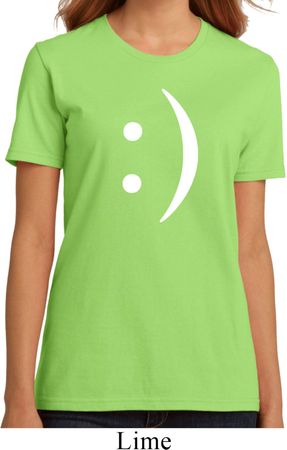 Ladies Funny Shirt Smiley Chat Face Organic Tee T-Shirt