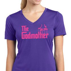 Ladies Funny Shirt The Godmother Moisture Wicking V-neck Tee T-Shirt