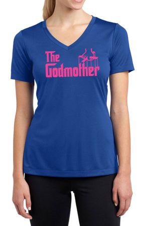 Ladies Funny Shirt The Godmother Moisture Wicking V-neck Tee T-Shirt