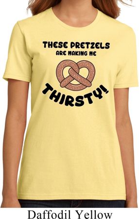 Ladies Funny Shirt Thirsty Pretzels Organic Tee T-Shirt