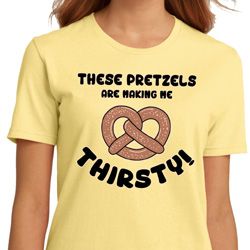 Ladies Funny Shirt Thirsty Pretzels Organic Tee T-Shirt