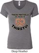 Ladies Funny Shirt Thirsty Pretzels V-neck Tee T-Shirt