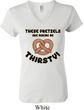 Ladies Funny Shirt Thirsty Pretzels V-neck Tee T-Shirt