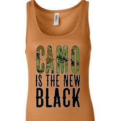 Ladies Funny Tanktop Camo is the New Black Longer Length Tank Top