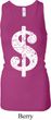 Ladies Funny Tanktop Distressed Dollar Sign Longer Length Racerback