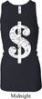 Ladies Funny Tanktop Distressed Dollar Sign Longer Length Racerback