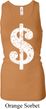 Ladies Funny Tanktop Distressed Dollar Sign Longer Length Racerback